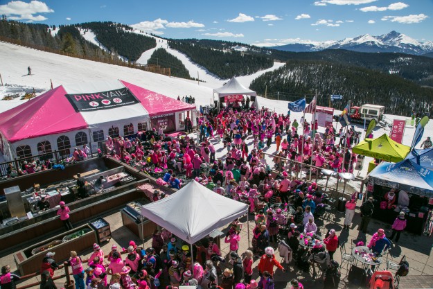 The patio of Eagle's Nest in Vail is inundated with pink during the 4th annual Pink Vail celebration on Saturday. Pink Vail is the world's biggest ski day to conquer cancer, raising money for local cancer treatment at the Shaw Regional Cancer Center in Edwards.